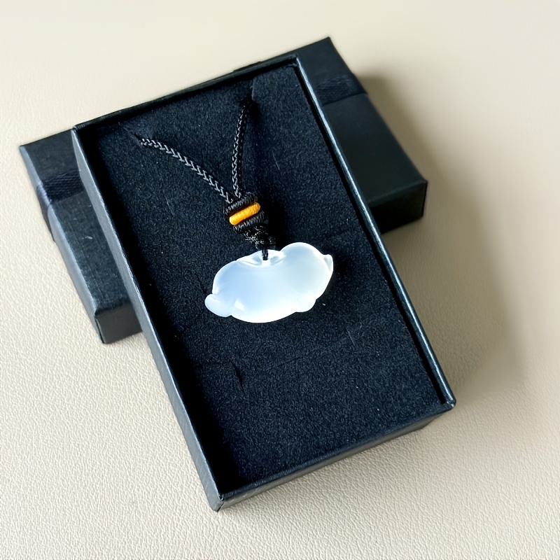 Natural White Agate Little Flying Pig Hand-Carved Pendant